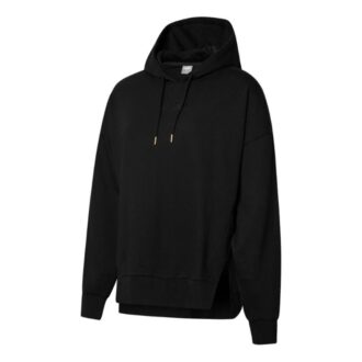 (WMNS) Siyah Düz Renkli Spor Bağcıklı Kapüşonlu Sweatshirt
