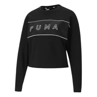 (WMNS) Stil Logo Yuvarlak Yaka Sweatshirt Siyah
