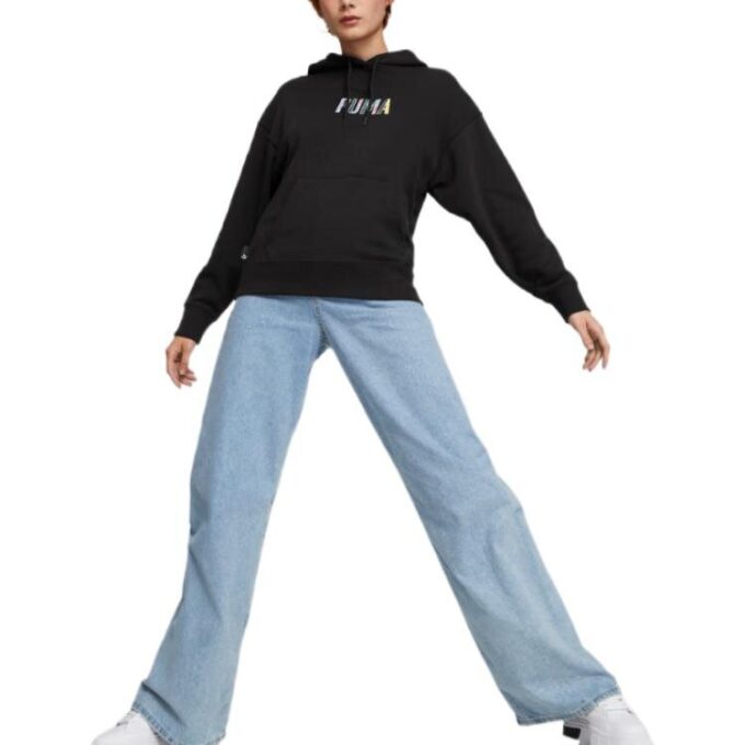 (WMNS) SWxP Grafik Kapüşonlu Sweatshirt “Siyah”