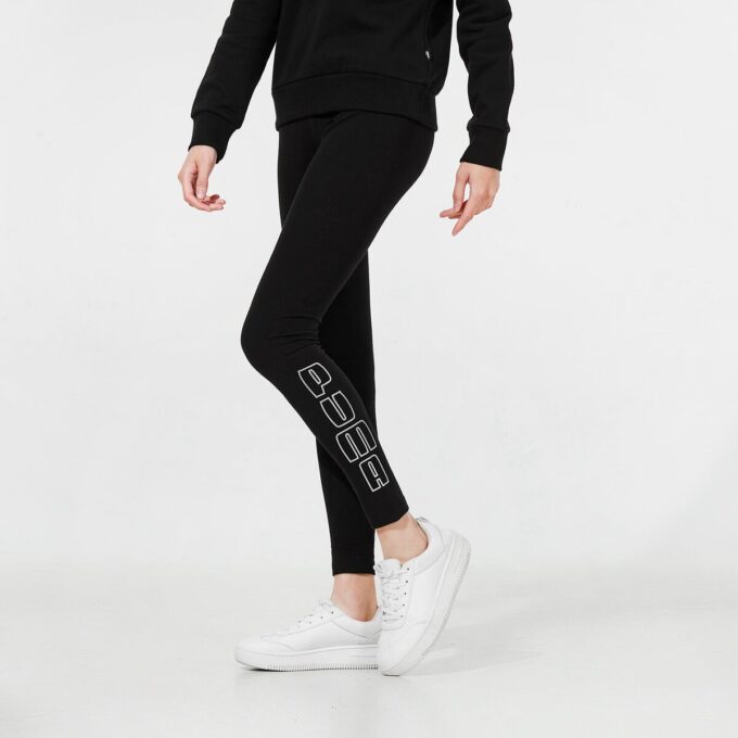 (WMNS) Tatil Taytları Logo Spor Antrenman Spor Pantolonu Siyah