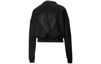 (WMNS) Tren Logolu Baskılı Kısa Yuvarlak Yaka Sweatshirt Siyah