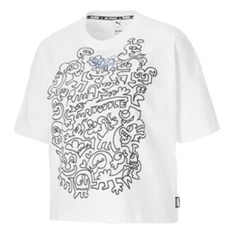 (WMNS) x MR DOODLE Gevşek Logo Beyaz